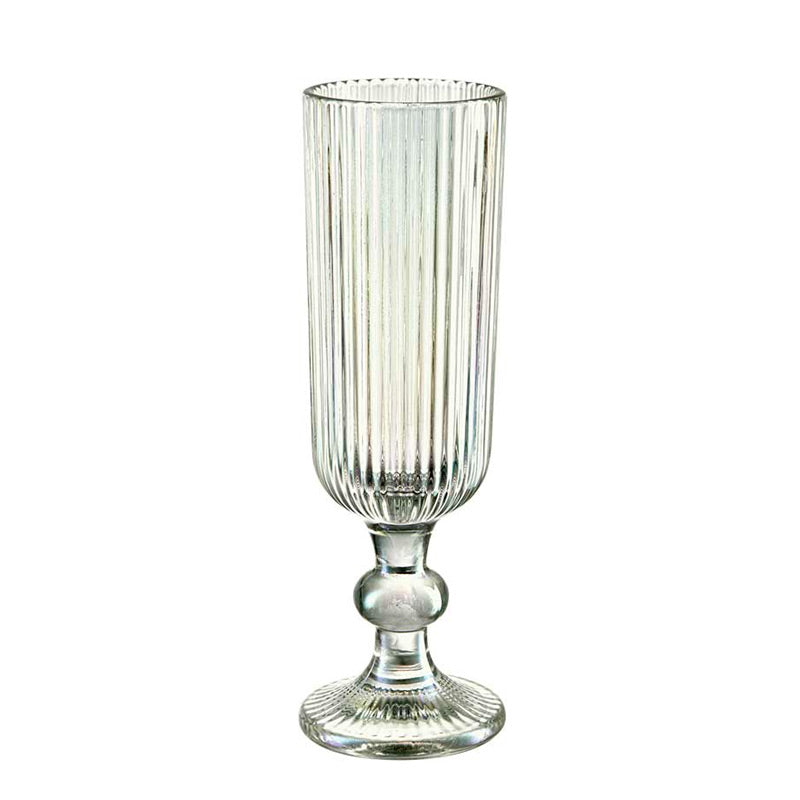 Champagne glass in moss green striped glass