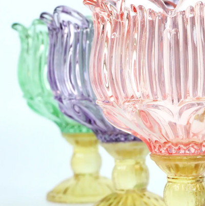 Pastel-color carved crystal candelabra cup M