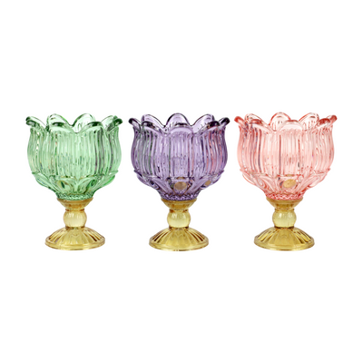 Copa candelabro cristal labrado color pastel M