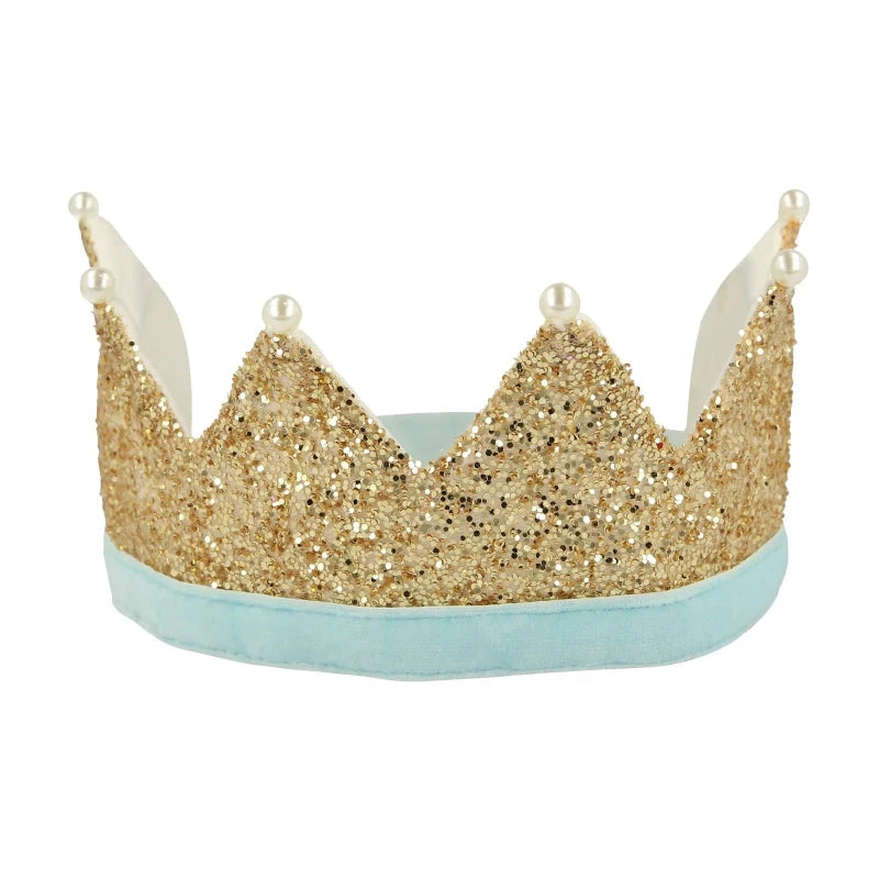 Gold glitter and pearl crown