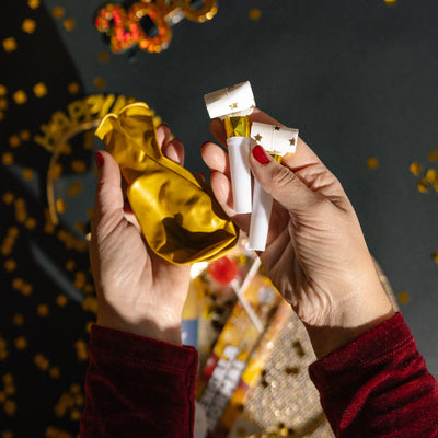 Kit cotillón 2 pers. Nochevieja dorado PREMIUM