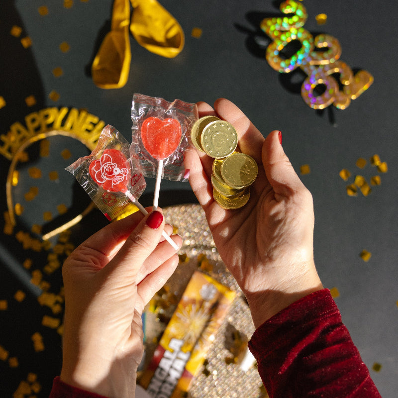 Kit cotillón 2 pers. Nochevieja dorado PREMIUM