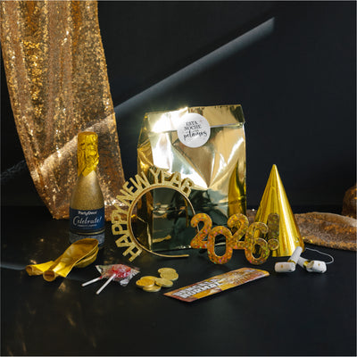 Kit cotillón 2 pers. Nochevieja dorado PREMIUM