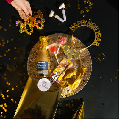 Kit cotillón 2 pers. Nochevieja dorado PREMIUM