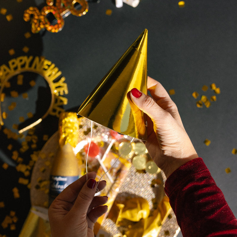 Kit cotillón 2 pers. Nochevieja dorado PREMIUM