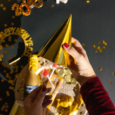 Kit cotillón 2 pers. Nochevieja dorado PREMIUM