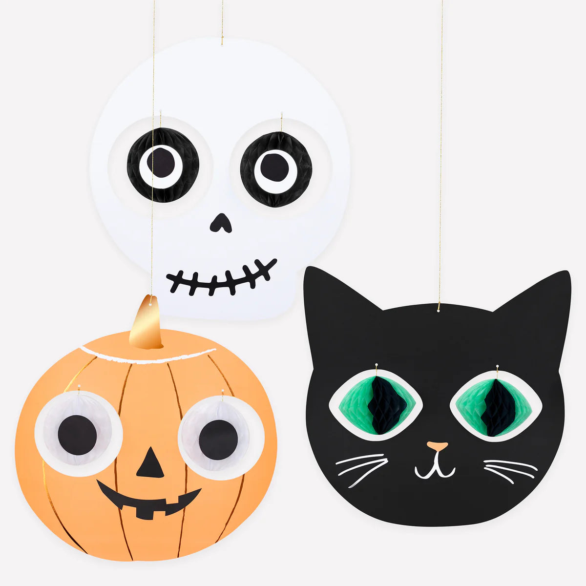 Kit de decoración cabezas Happy Halloween / 3 uds.