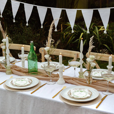 White fabric pennant garland