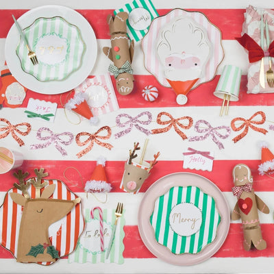 Velvet bow place markers / 6 pcs.