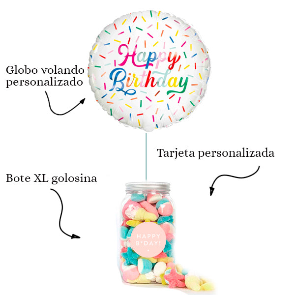 WOW BOX Sprinkle, golosinas y mensaje personalizado.