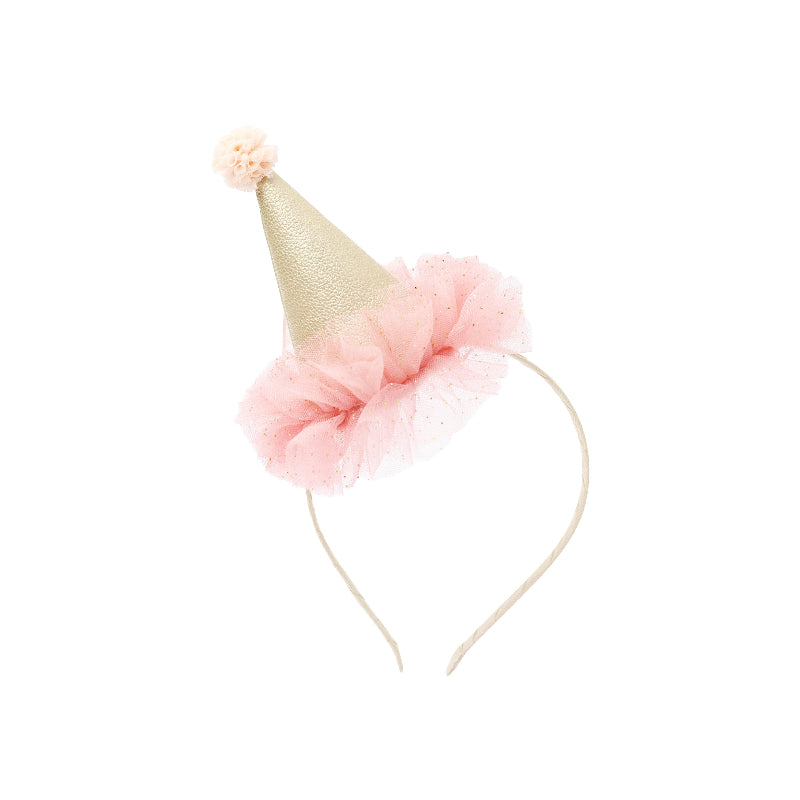 Tiara de chapéu de festa creme e rosa