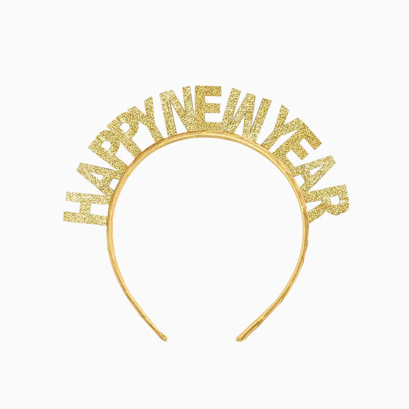 Happy New Year basic gold glitter headband