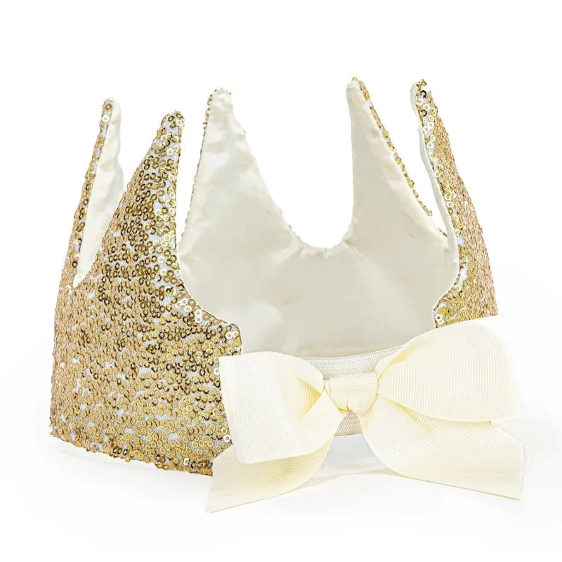 Gold sequin crown with bow