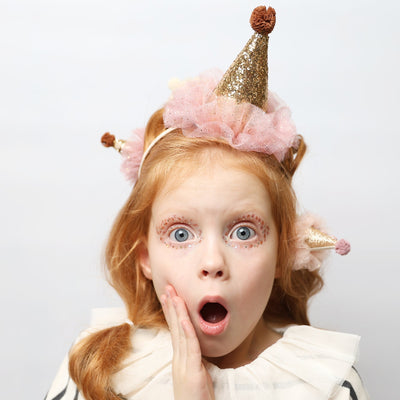 Gold glitter party hat headband