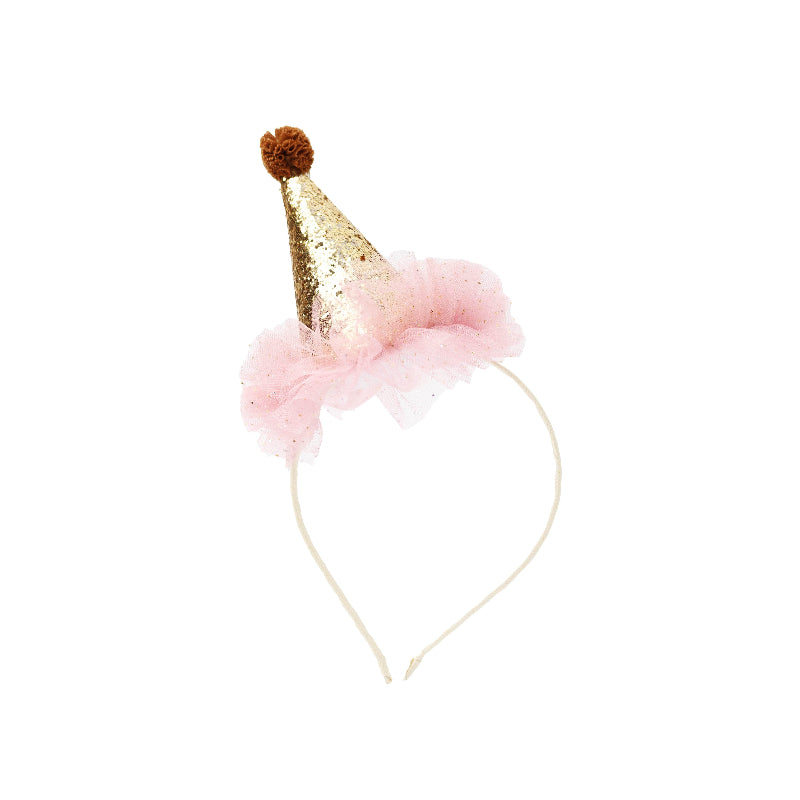 Gold glitter party hat headband