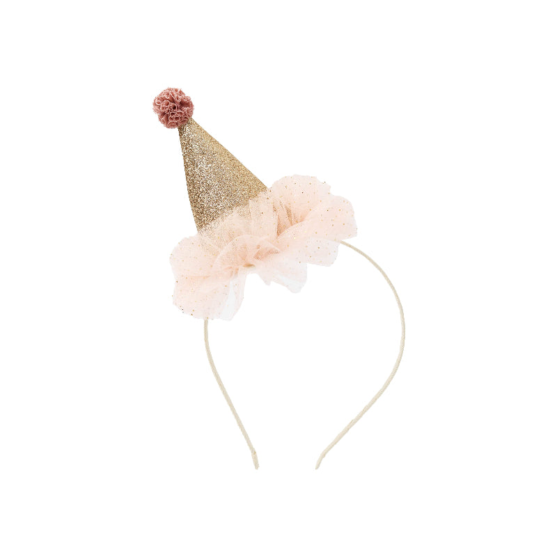 Gold and pink party hat headband