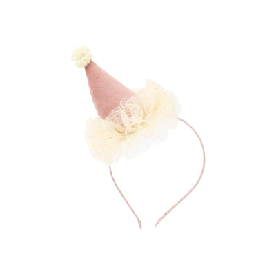 Tiara de chapéu de festa rosa e creme
