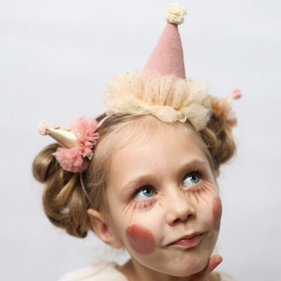 Tiara de chapéu de festa rosa e creme