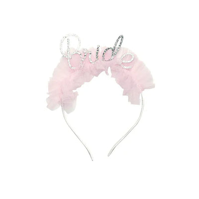 Bride headband with pink tulle