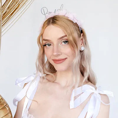 Bride headband with pink tulle