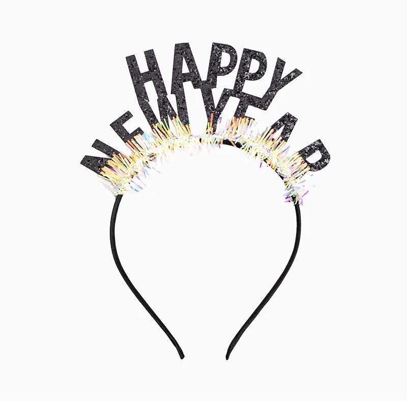 Diadema Glitter Negro Happy New Year