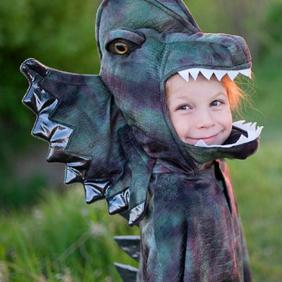 Green Grandasaurus dinosaur cape costume with gloves