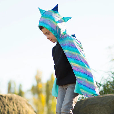 Blue unicorn/dragon reversible cape costume