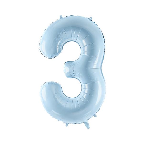 Foil balloon numbers L matte powder blue