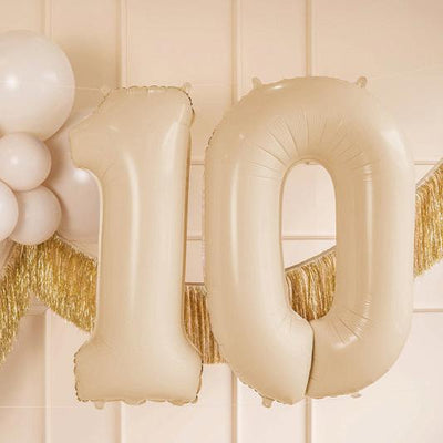 Foil balloon numbers L matte beige