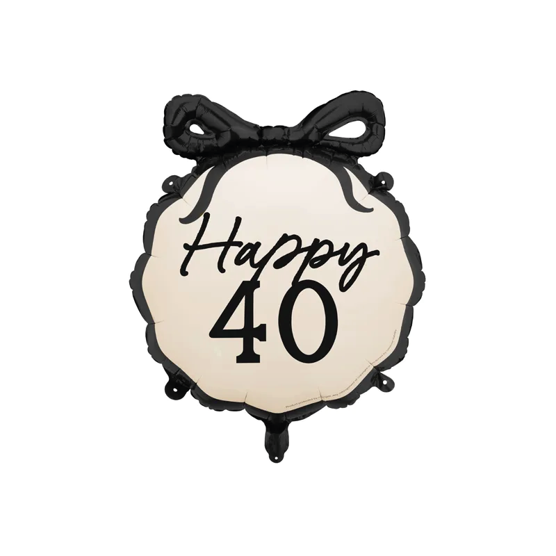 Happy 40th black ribbon foil balloon