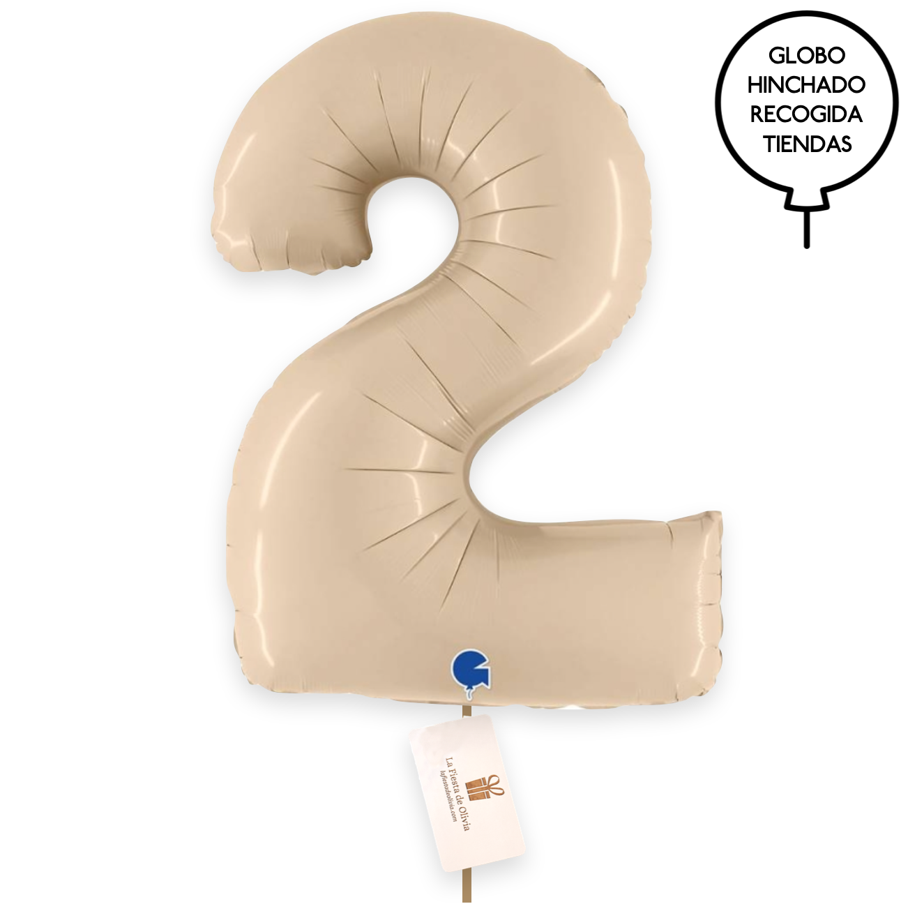 Matte ivory number balloons inflated with XL PREMIUM helium