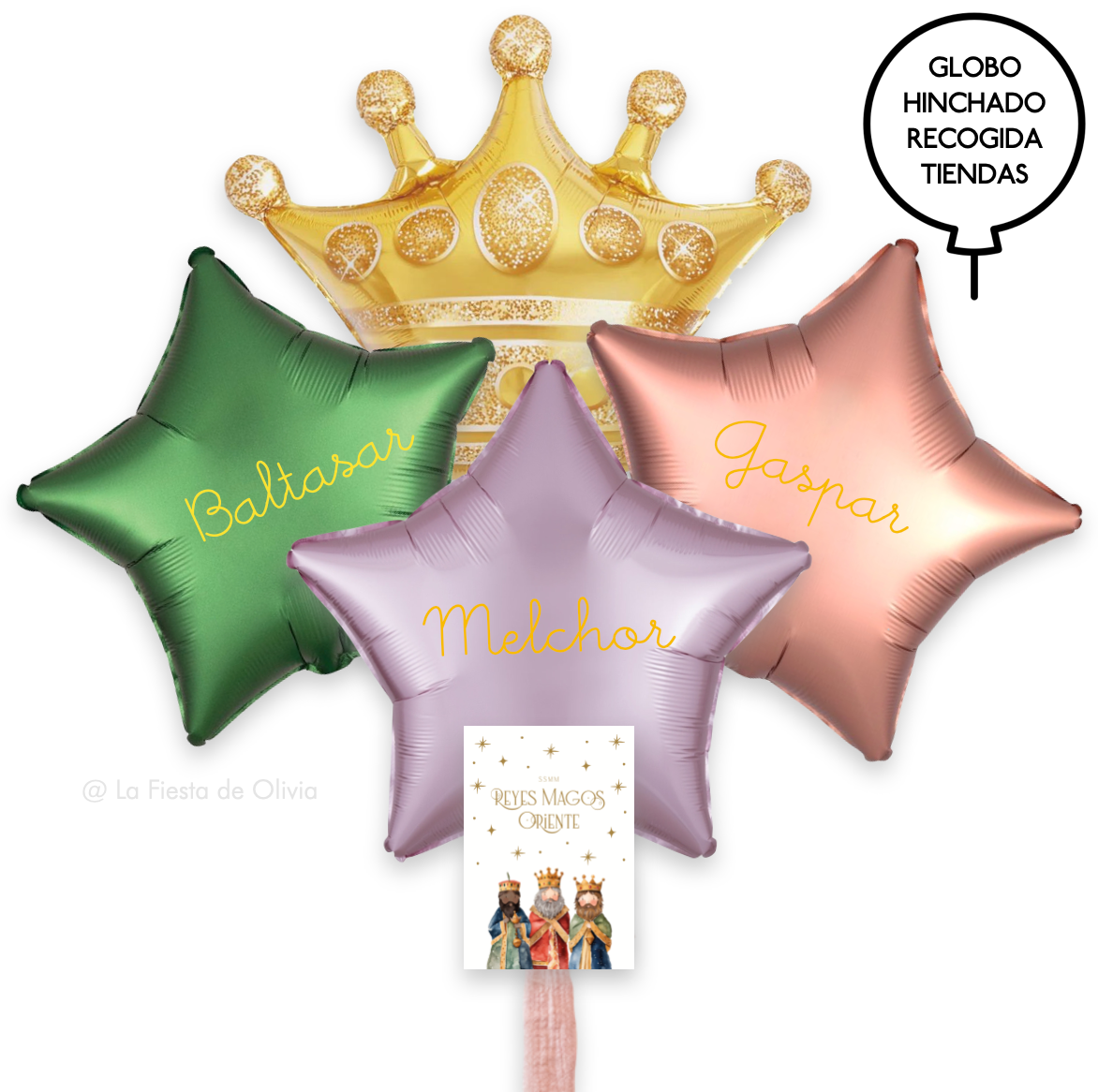 Bouquet XL globos Reyes Magos Petit hinchados con helio