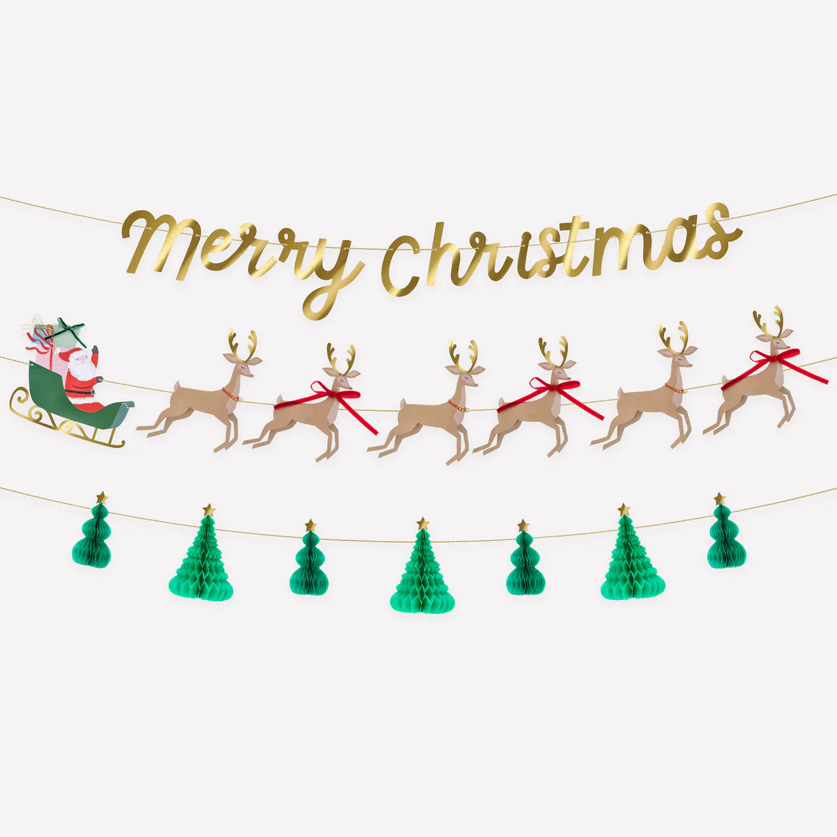 Santa Claus, Reindeer and Tree Garland