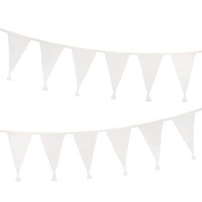 White fabric pennant garland