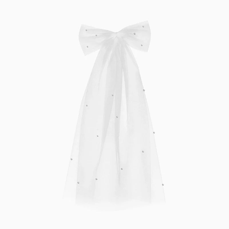 Maxi Lazo tul blanco con perlas