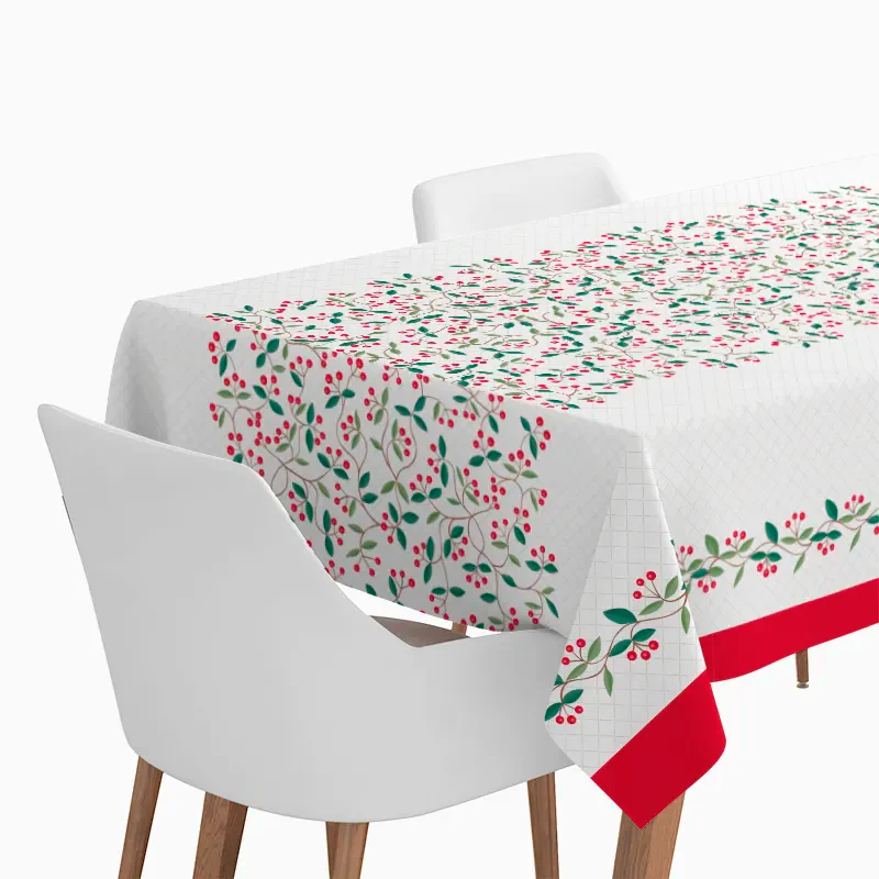 Toalha de mesa de papel impermeável de azevinho de Natal