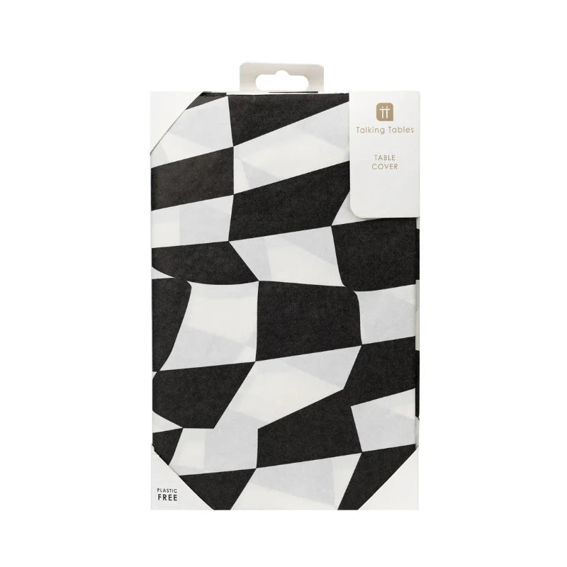 Black &amp; White Check paper tablecloth