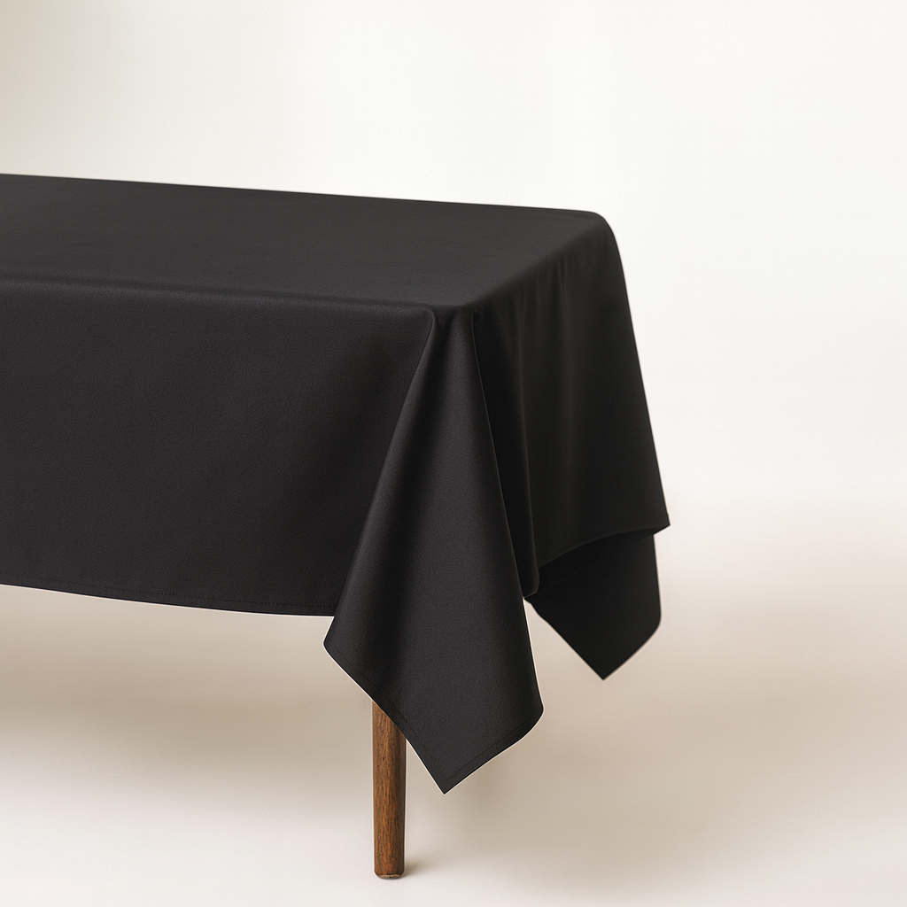 Rectangular black cotton tablecloth