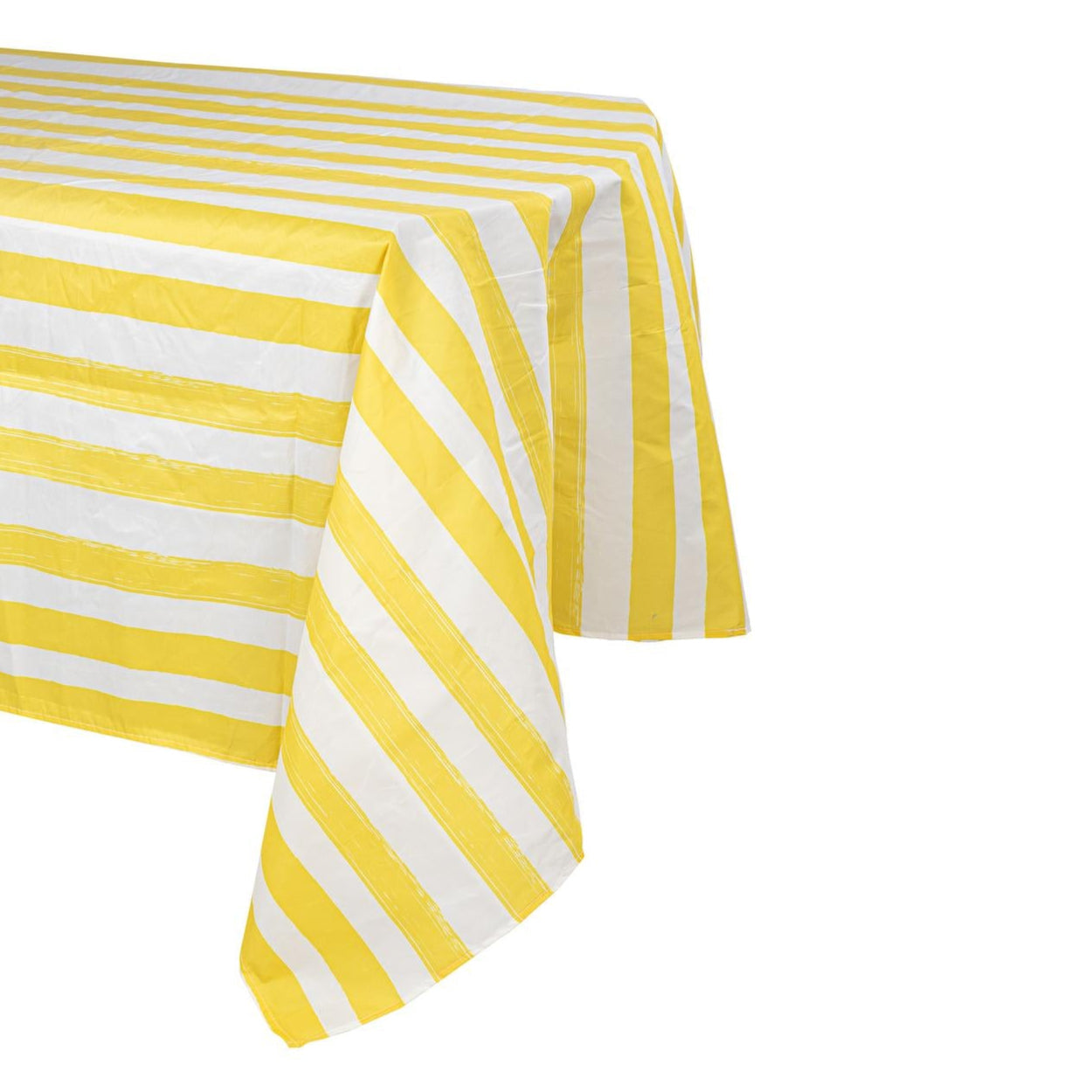 Yellow striped fabric tablecloth
