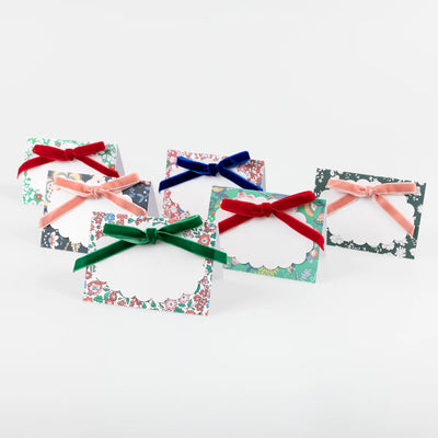 Liberty Christmas velvet ribbon place cards / 6 pcs.