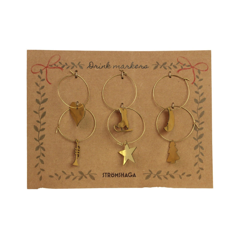 Marcadores de lugar de Natal em latão e vidro / 6 unid.