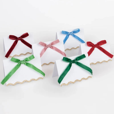 Velvet bow place markers / 6 pcs.