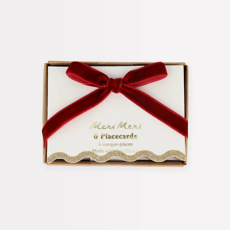 Velvet bow place markers / 6 pcs.