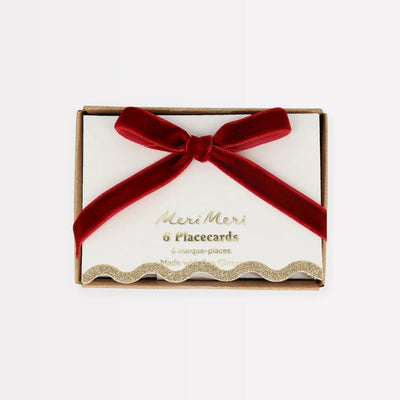 Velvet bow place markers / 6 pcs.