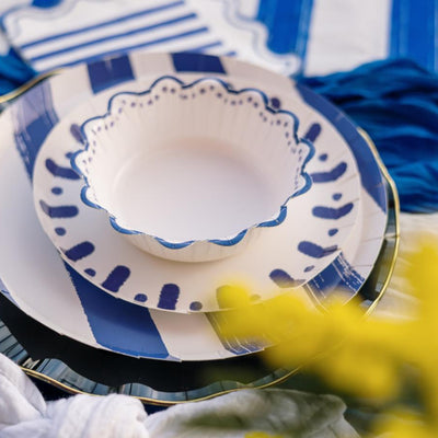 Platos fondo rayas azul