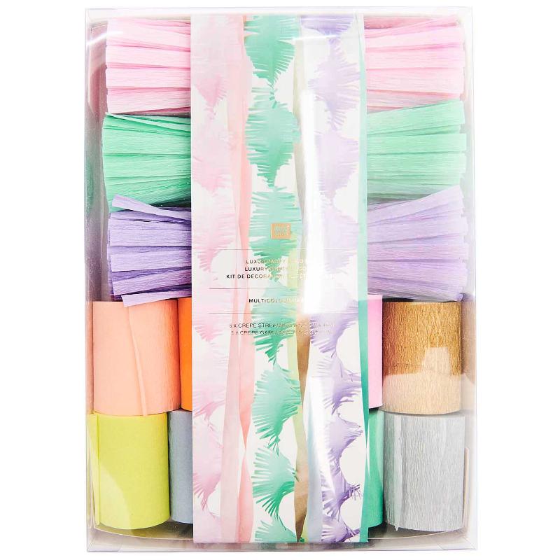 Crepe ribbon and garland kit Pastel mix / 11 pcs.