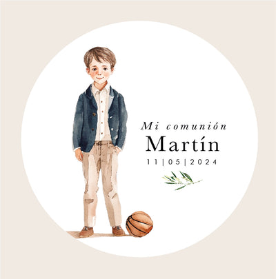 Personalized Communion Boy Basketball Sticker