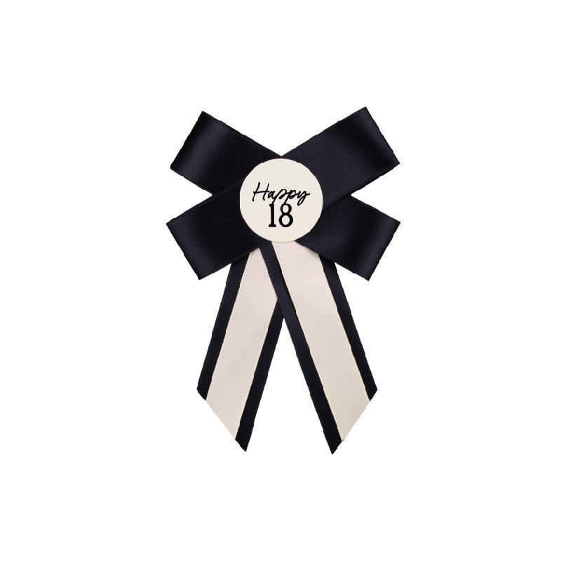 "Happy 18" Ribbon Pin with Black Border