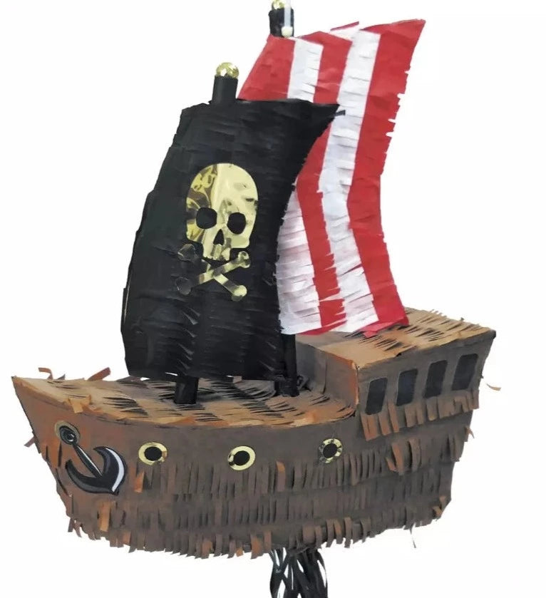 Piñata navio pirata caveira ouro