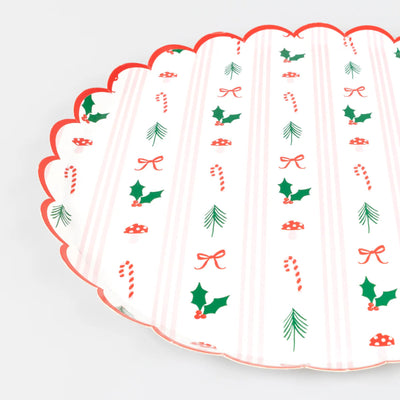 Christmas and striped motif plates
